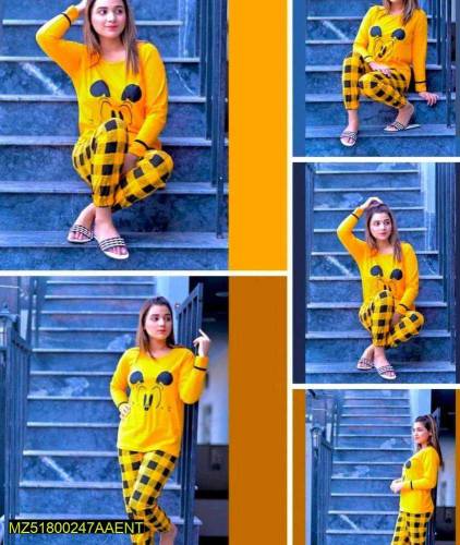 2 Pc Women's Stitched Jersey Printed Sleepwear 