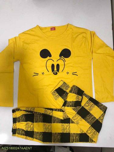 2 Pc Women's Stitched Jersey Printed Sleepwear 
