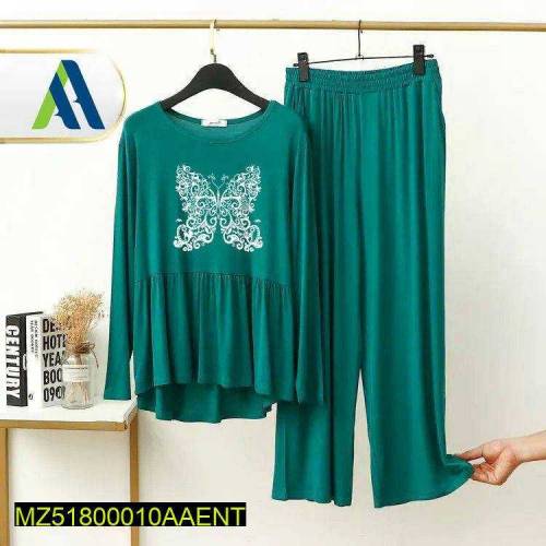 2 Pc Women's Stitched Jersey Printed Sleepwear 