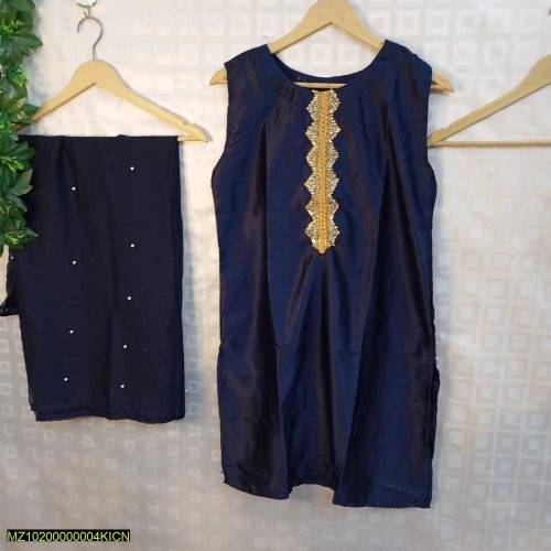 3 pcs women's stitched shamoz silk embroidered suit 