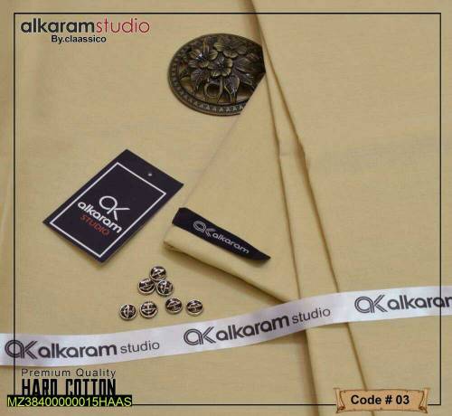 Men unstitched cotton plain suit