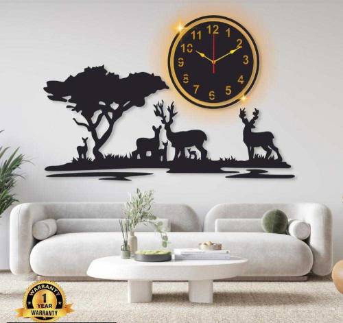 wall clock with Backlight Deer design
