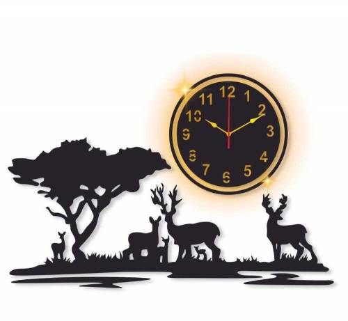 wall clock with Backlight Deer design