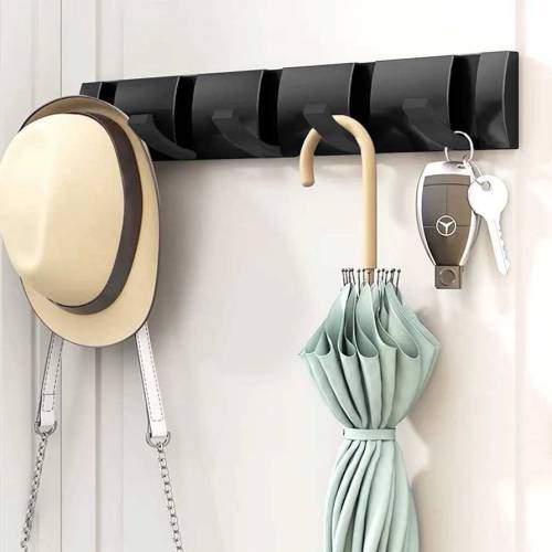 Coat Rack Wall Mounted with 5 freely move  Hooks, Coat Hooks, Coat Hoo