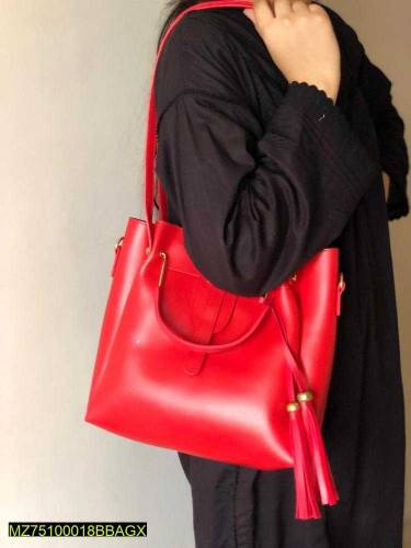 3 piece women,s pu leather handbag red