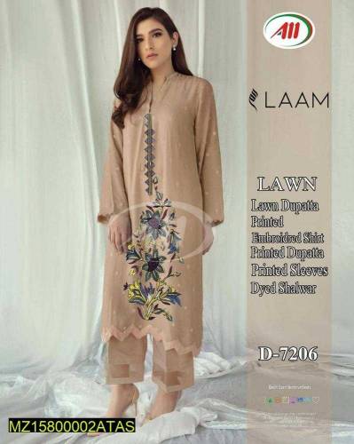 3 piece women unstitched lawn printed suit 