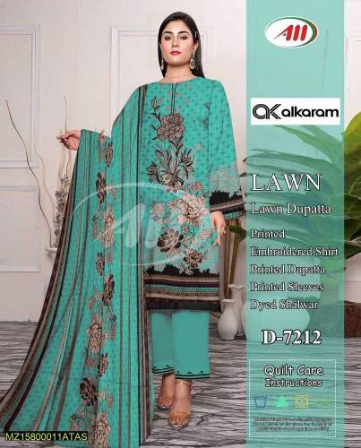 3 piece women unstitched lawn printed suit 