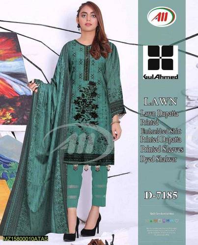 3 piece women unstitched lawn printed suit 