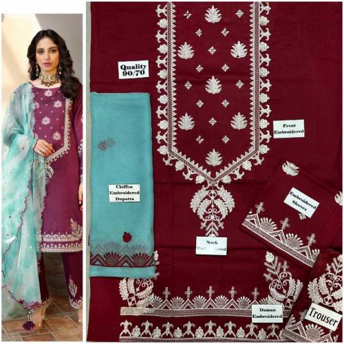 حاضِر سٹاکFront Full Embroidered Embroidered Organza/Chiffon Dupatta Pl