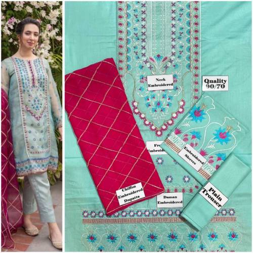 حاضِر سٹاکFront Full Embroidered Embroidered Organza/Chiffon Dupatta Pl