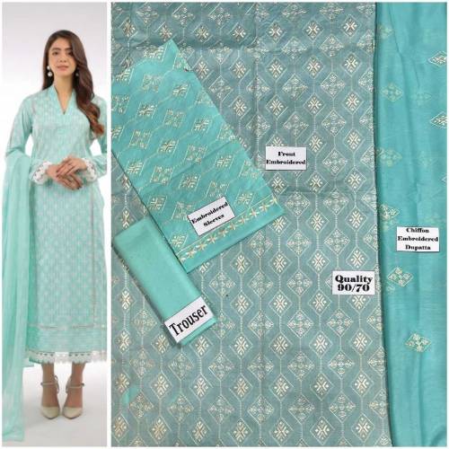 حاضِر سٹاکFront Full Embroidered Embroidered Organza/Chiffon Dupatta Pl