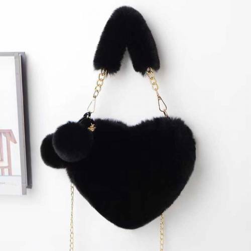 Heart Shaped Fur Crossbody Bag
