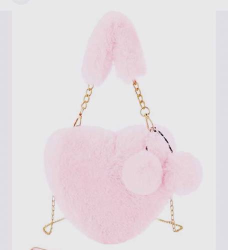 Heart Shaped Fur Crossbody Bag