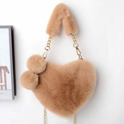 Heart Shaped Fur Crossbody Bag