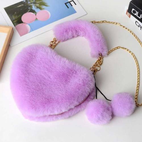 Heart Shaped Fur Crossbody Bag