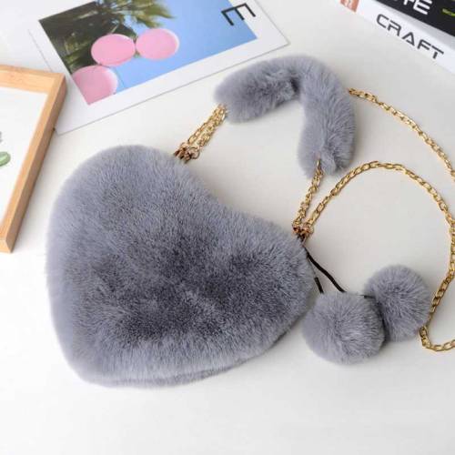 Heart Shaped Fur Crossbody Bag