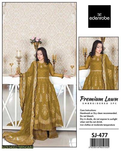 •  Fabric: Lawn•  Shirt: Sequise Embroidered, Printed•  Trouser: Embro
