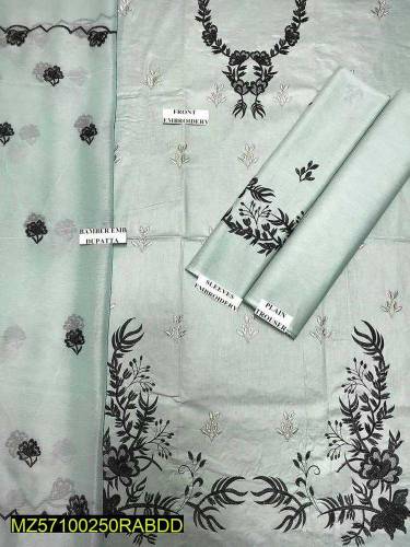 3Pcs Women's Unstitched Lawn Embroidery