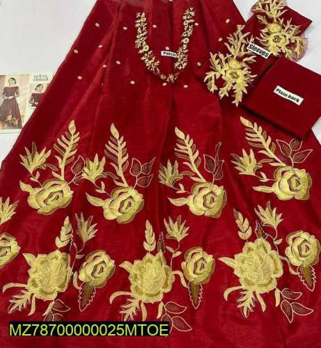 2pc unstitched woman's katan silk embroidery 