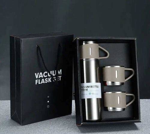 stainless steel vacuum flask set with 2 cups 500 ml