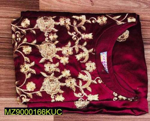2 Pcs Women's Stitched Silk Embroidered Maxi