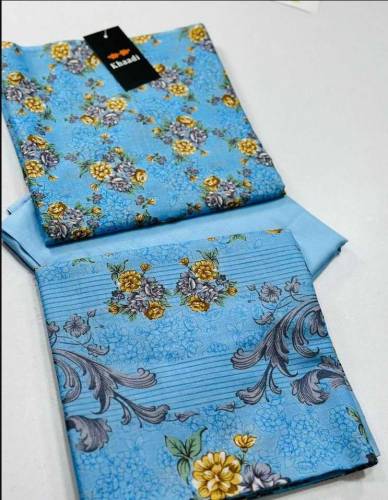 : 3 Pcs Women's Unstitched Lawn Printed Suit