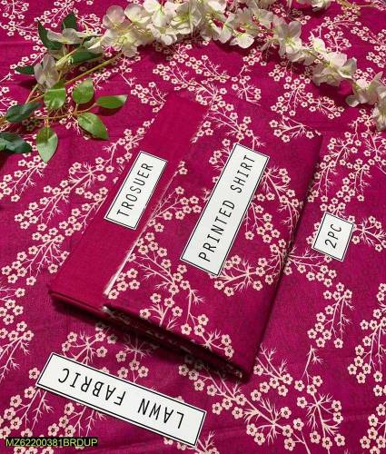 2pcs unstitched printed lawn suit 