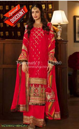 3 Pcs Unstitched Lawn Embroidered Suits 