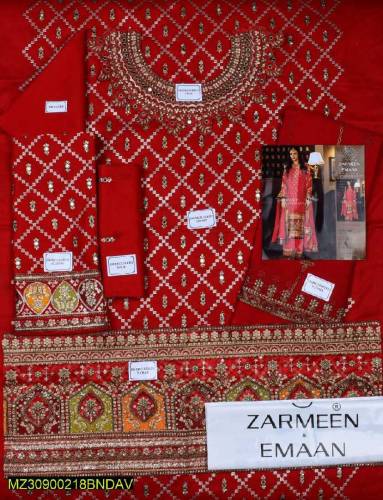 3 Pcs Unstitched Lawn Embroidered Suits 