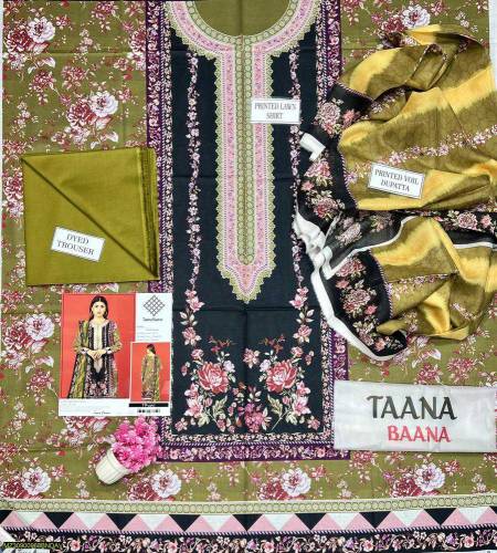 3Pc Women's Unstitched Lawn Printed Suit