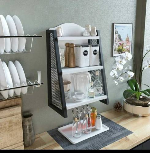TRESTLE MODERN SPICE  COFFEE KITCHEN ORGANIZER STORAGE RACK.