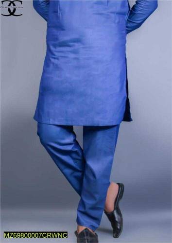 2 pcs men's stitch denim tencel plain suit