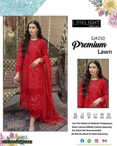 •  Fabric: Lawn•  Shirt: Sequise Embroidered, Printed•  Trouser: