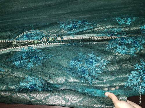 beautiful 3 piece embroidered green colour gown dress 21