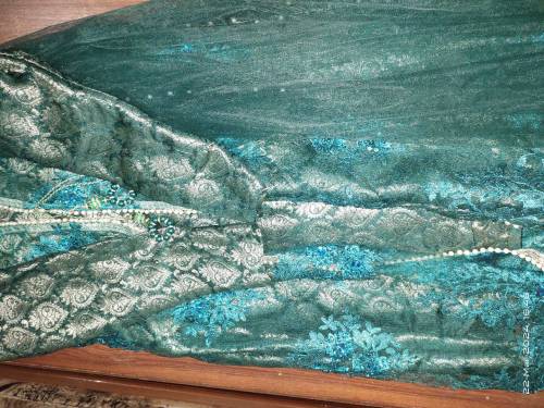 beautiful 3 piece embroidered green colour gown dress 21