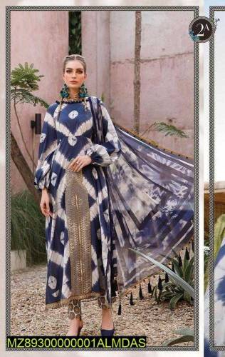 3 PCs Womens Unstitched Lawn Digital Printed Suit 