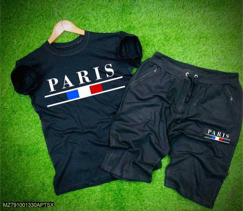 2 Pcs Mens Stitched Cotton Jersey Printed Track Suit