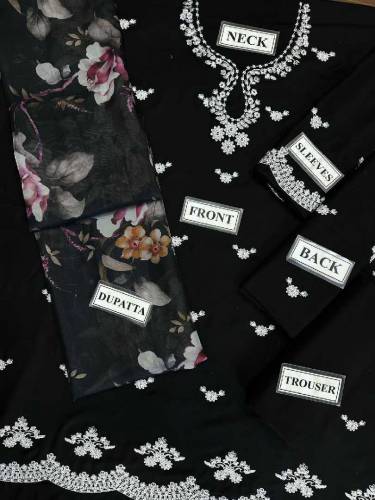 3pcs embroidered dress