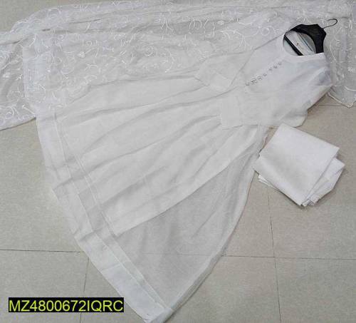 3 Pcs women's stitched chiffon embroidered Maxi