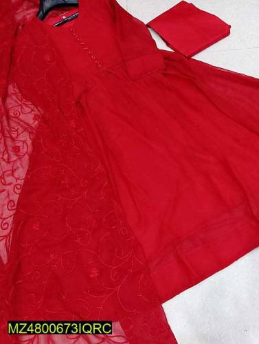 3 Pcs women's stitched chiffon embroidered Maxi