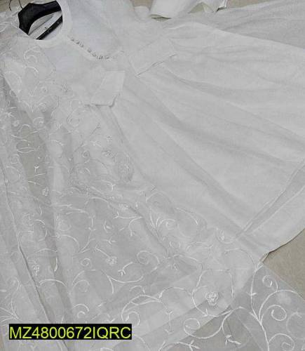 3 Pcs women's stitched chiffon embroidered Maxi