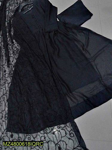 3 Pcs women's stitched chiffon embroidered Maxi