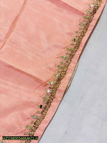 2 Pcs women stitched katan silk Embroidered suit