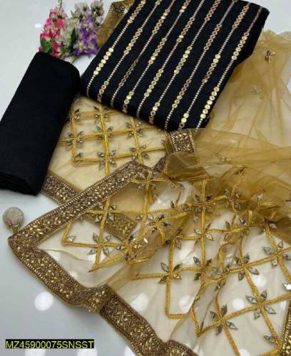3 pcs women unstitched organza embroidered suit