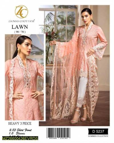 3 Pc Womens Embroidered LawnUnstitched Suit