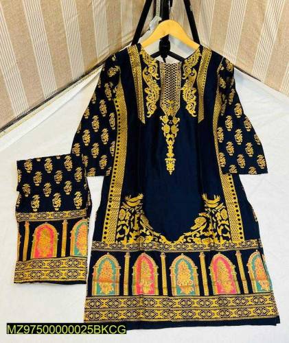 2 psc women's stitched linen printnd sut