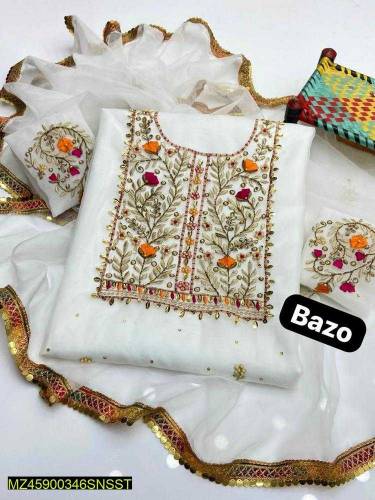 2pcs woman's unstitched embroidered suit 