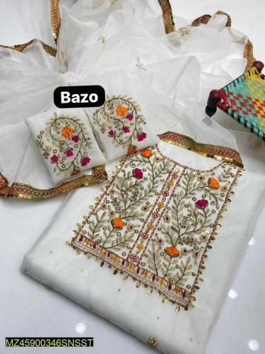 2pcs woman's unstitched embroidered suit 
