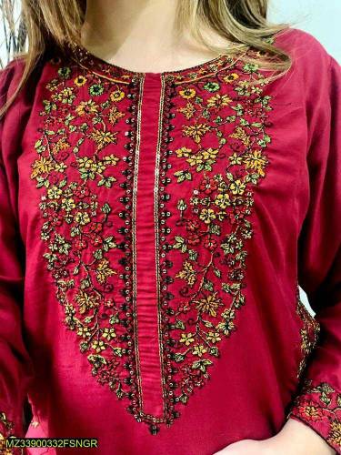 2 pcs Women•  Fabric: Linen•  Pattern: Embroidered suit 