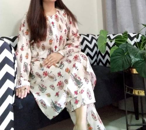 2 pcs lawn stiched print suit 